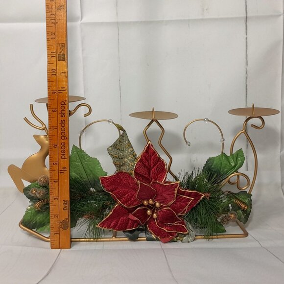 Candle Holder Reindeer Poinsettia Litetyme Handcrafted Metalworks - Picture 11 of 16